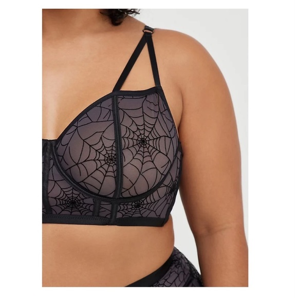 TORRID NWT STRAPPY UNDERWIRE LONGLINE BRALETTE - MESH WEBS BLACK - Picture 3 of 7